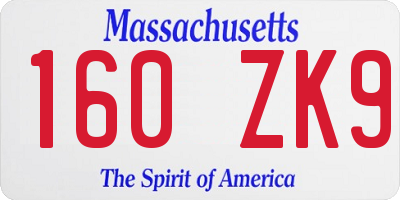 MA license plate 160ZK9