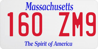 MA license plate 160ZM9