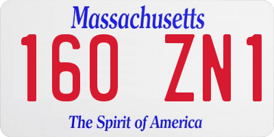 MA license plate 160ZN1