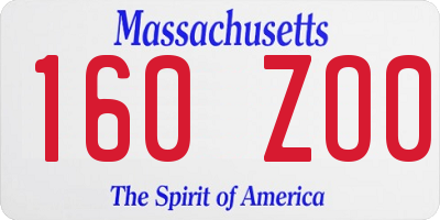 MA license plate 160ZO0