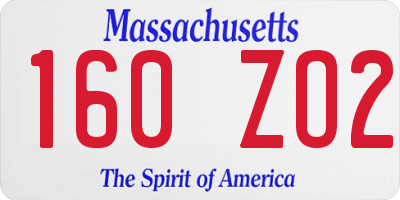 MA license plate 160ZO2