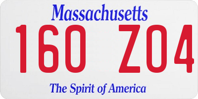 MA license plate 160ZO4