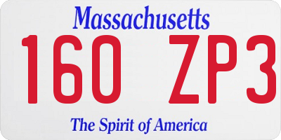 MA license plate 160ZP3