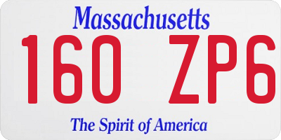MA license plate 160ZP6