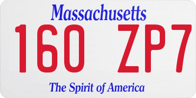 MA license plate 160ZP7
