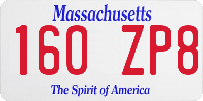 MA license plate 160ZP8