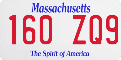 MA license plate 160ZQ9