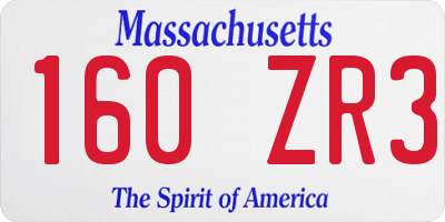 MA license plate 160ZR3