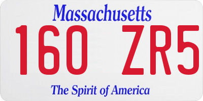 MA license plate 160ZR5
