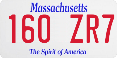 MA license plate 160ZR7