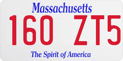 MA license plate 160ZT5