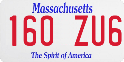 MA license plate 160ZU6