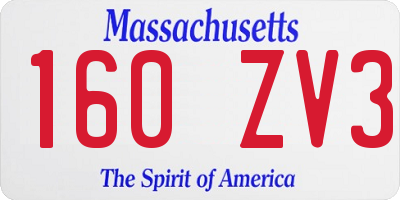 MA license plate 160ZV3