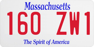 MA license plate 160ZW1