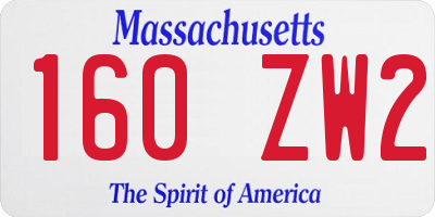 MA license plate 160ZW2