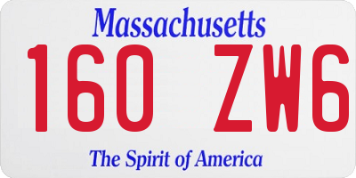 MA license plate 160ZW6