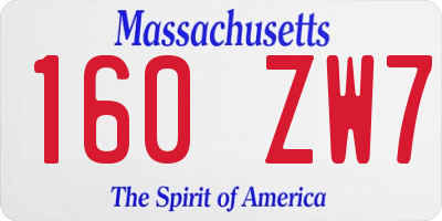 MA license plate 160ZW7