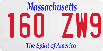 MA license plate 160ZW9