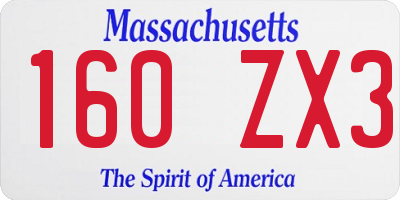 MA license plate 160ZX3