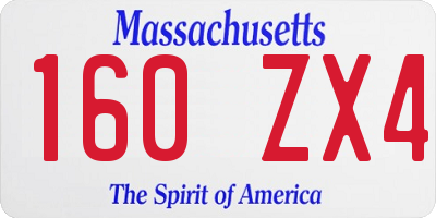 MA license plate 160ZX4