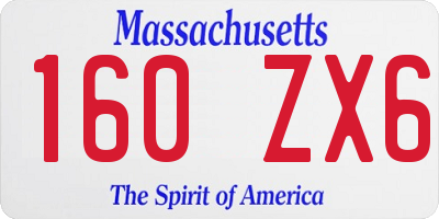 MA license plate 160ZX6
