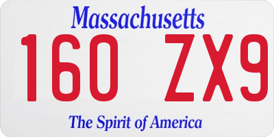 MA license plate 160ZX9