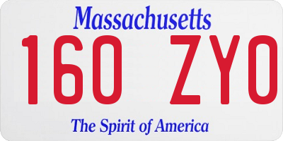 MA license plate 160ZY0