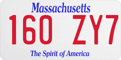 MA license plate 160ZY7