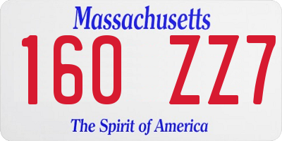 MA license plate 160ZZ7