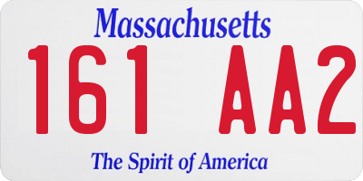 MA license plate 161AA2