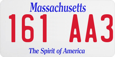MA license plate 161AA3