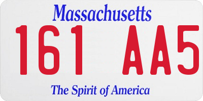 MA license plate 161AA5