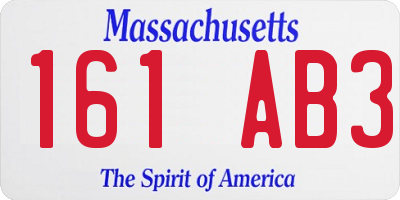 MA license plate 161AB3