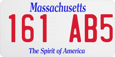 MA license plate 161AB5