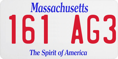 MA license plate 161AG3