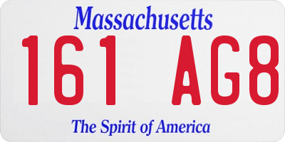 MA license plate 161AG8