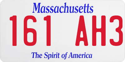 MA license plate 161AH3