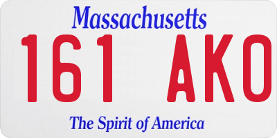 MA license plate 161AK0