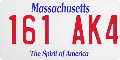 MA license plate 161AK4