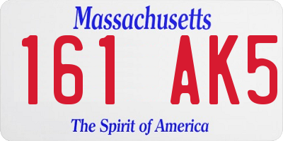MA license plate 161AK5