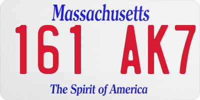 MA license plate 161AK7
