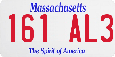 MA license plate 161AL3