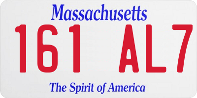 MA license plate 161AL7