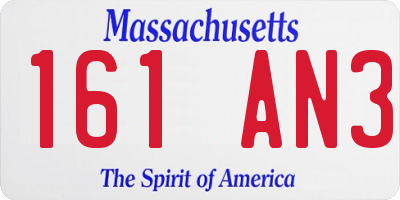 MA license plate 161AN3