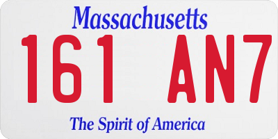 MA license plate 161AN7