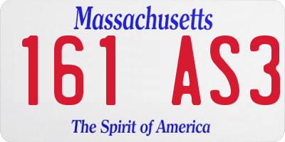 MA license plate 161AS3