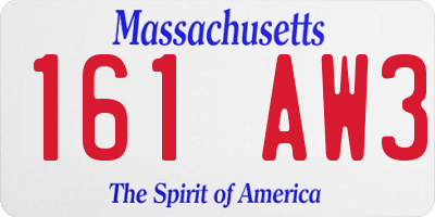 MA license plate 161AW3