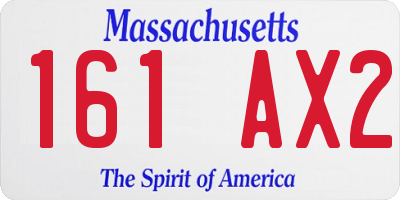 MA license plate 161AX2