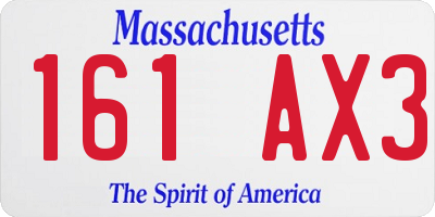 MA license plate 161AX3