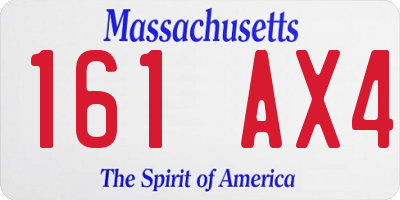 MA license plate 161AX4